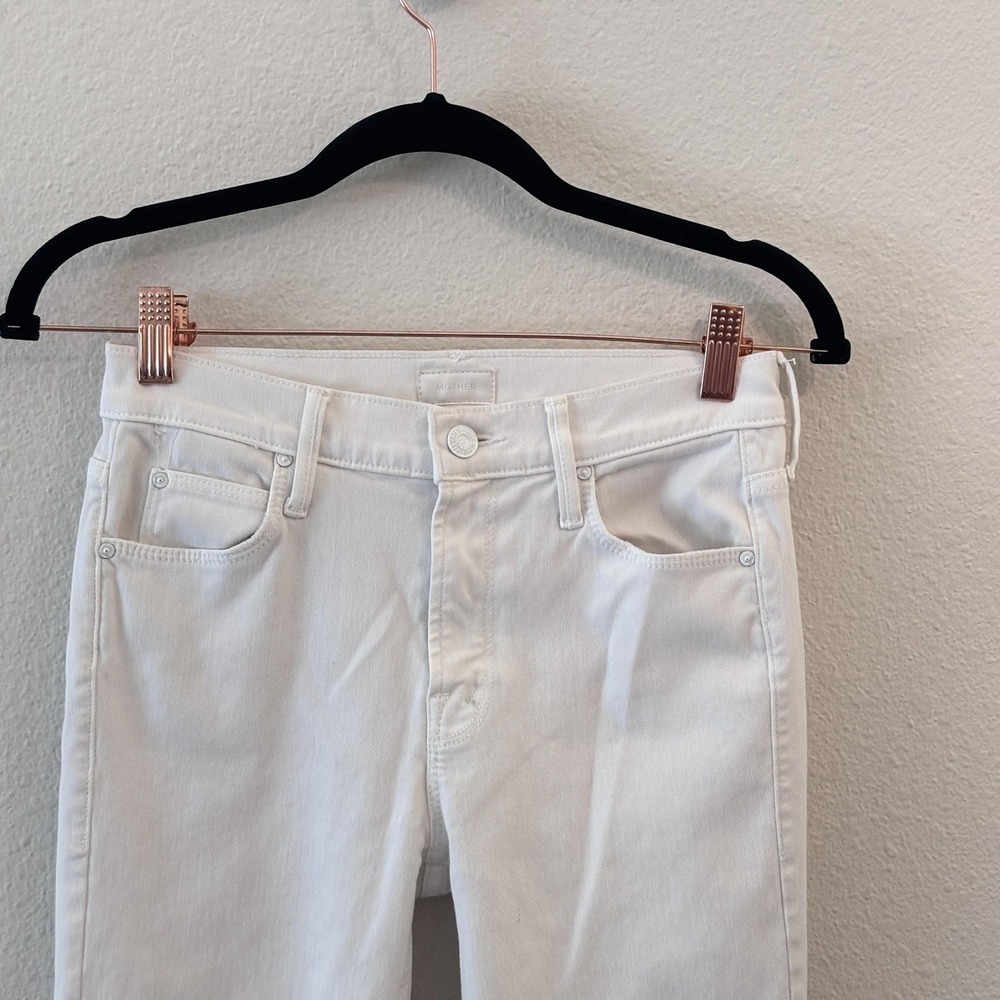 Mother The Cha Cha Fray Jeans Womens Size 25 White Glass Slipper Ruffle Hem - Picture 3 of 16